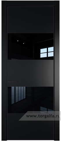Дверь со стеклом ProfilDoors 22PA Lacobel Черный лак с профилем Черный матовый RAL9005 (Блэк)