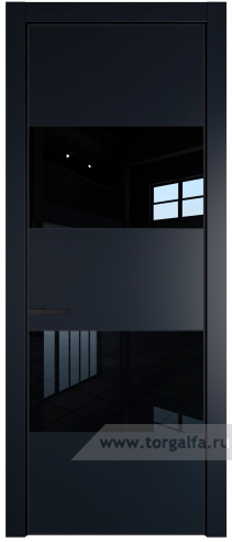 Дверь со стеклом ProfilDoors 22PA Lacobel Черный лак с профилем Черный матовый RAL9005 (Нэви Блу (RAL 7016))