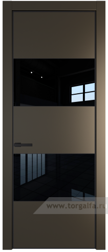 Дверь со стеклом ProfilDoors 22PA Lacobel Черный лак с профилем Черный матовый RAL9005 (Перламутр бронза)