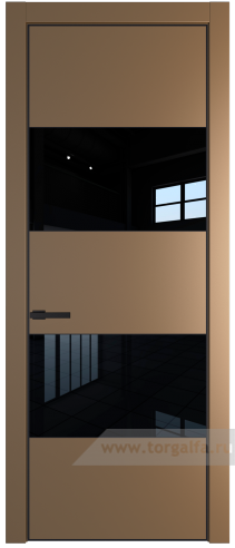 Дверь со стеклом ProfilDoors 22PA Lacobel Черный лак с профилем Черный матовый RAL9005 (Перламутр золото)