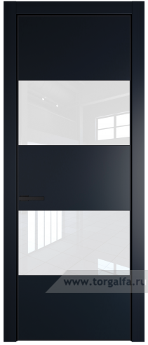Дверь со стеклом ProfilDoors 22PA Лак классик с профилем Черный матовый RAL9005 (Нэви Блу (RAL 7016))