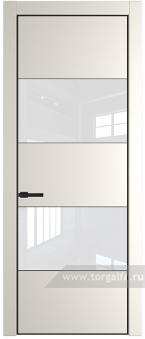 Дверь со стеклом ProfilDoors 22PA Лак классик с профилем Черный матовый RAL9005 (Перламутр белый)