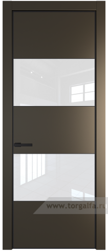 Дверь со стеклом ProfilDoors 22PA Лак классик с профилем Черный матовый RAL9005 (Перламутр бронза)