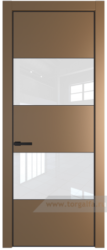 Дверь со стеклом ProfilDoors 22PA Лак классик с профилем Черный матовый RAL9005 (Перламутр золото)