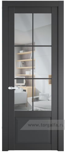 Дверь со стеклом ProfilDoors 2.2.2(р.6) PD Прозрачное (Графит (Pantone 425С))