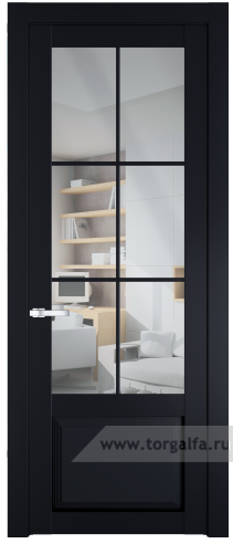 Дверь со стеклом ProfilDoors 2.2.2(р.6) PD Прозрачное (Нэви Блу (RAL 7016))