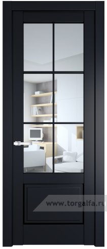 Дверь со стеклом ProfilDoors 3.2.2 (р.6) PD Прозрачное (Нэви Блу (RAL 7016))