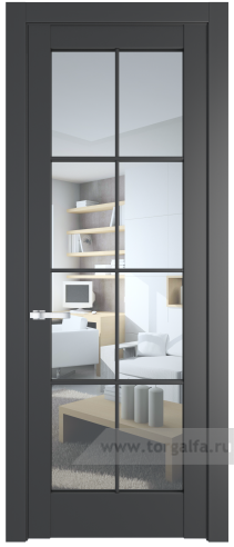 Дверь со стеклом ProfilDoors 4.1.2 (р.8) PD Прозрачное (Графит (Pantone 425С))