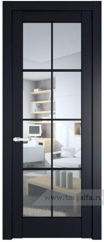 Дверь со стеклом ProfilDoors 4.1.2 (р.8) PD Прозрачное (Нэви Блу (RAL 7016))