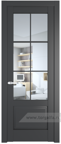 Дверь со стеклом ProfilDoors 4.2.2 (р.6) PD Прозрачное (Графит (Pantone 425С))