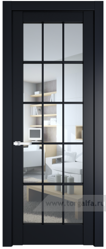 Дверь со стеклом ProfilDoors 4.1.2 (р.15) PD Прозрачное (Нэви Блу (RAL 7016))