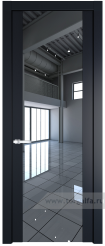 Дверь со стеклом ProfilDoors 1.7P Зеркало (Нэви Блу (RAL 7016))