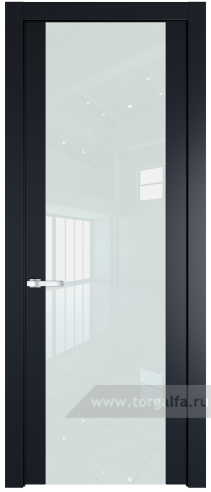 Дверь со стеклом ProfilDoors 1.7P Lacobel Белый лак (Нэви Блу (RAL 7016))