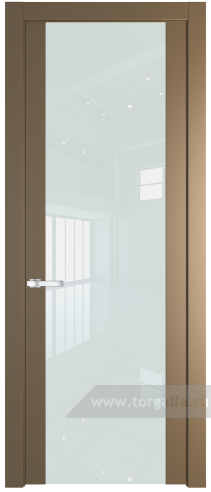 Дверь со стеклом ProfilDoors 1.7P Lacobel Белый лак (Перламутр золото)