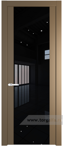 Дверь со стеклом ProfilDoors 1.7P Lacobel Черный лак (Перламутр золото)
