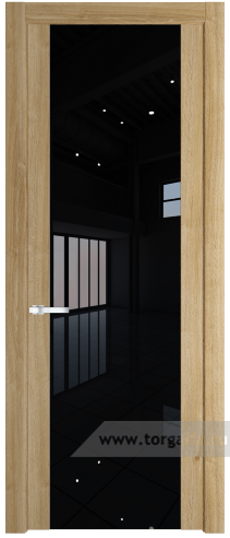Дверь со стеклом ProfilDoors 1.7N Lacobel Черный лак (Дуб Карамель)