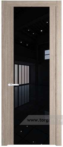 Дверь со стеклом ProfilDoors 1.7N Lacobel Черный лак (Дуб Сонома)