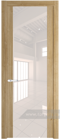 Дверь со стеклом ProfilDoors 1.7N Lacobel Перламутровый лак (Дуб Карамель)