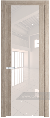 Дверь со стеклом ProfilDoors 1.7N Lacobel Перламутровый лак (Дуб Сонома)