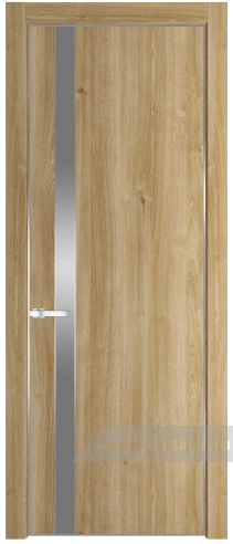 Дверь со стеклом ProfilDoors 18NA Lacobel Серебряный лак с профилем Серебро (Дуб Карамель)