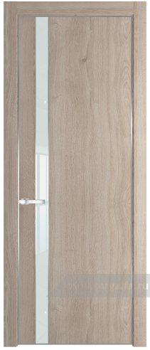 Дверь со стеклом ProfilDoors 18NA Lacobel Белый лак с профилем Серебро (Дуб Сонома)