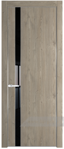 Дверь со стеклом ProfilDoors 18NA Lacobel Черный лак с профилем Серебро (Каштан темный)