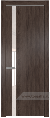 Дверь со стеклом ProfilDoors 18NA Lacobel Перламутровый лак с профилем Серебро (Дуб Тобакко)