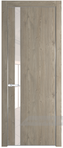 Дверь со стеклом ProfilDoors 18NA Lacobel Перламутровый лак с профилем Серебро (Каштан темный)