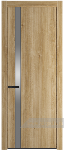 Дверь со стеклом ProfilDoors 18NA Lacobel Серебряный лак с профилем Черный матовый RAL9005 (Дуб Карамель)