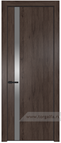 Дверь со стеклом ProfilDoors 18NA Lacobel Серебряный лак с профилем Черный матовый RAL9005 (Дуб Тобакко)