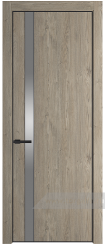 Дверь со стеклом ProfilDoors 18NA Lacobel Серебряный лак с профилем Черный матовый RAL9005 (Каштан темный)