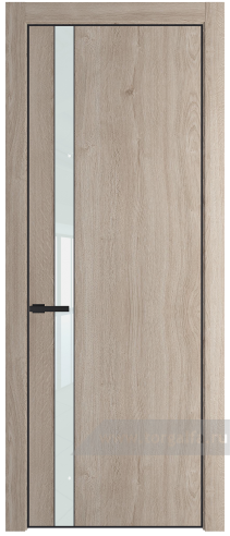 Дверь со стеклом ProfilDoors 18NA Lacobel Белый лак с профилем Черный матовый RAL9005 (Дуб Сонома)