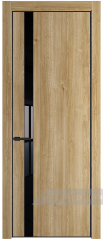 Дверь со стеклом ProfilDoors 18NA Lacobel Черный лак с профилем Черный матовый RAL9005 (Дуб Карамель)