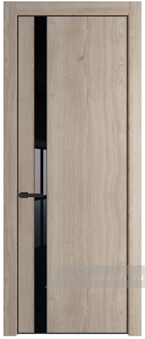 Дверь со стеклом ProfilDoors 18NA Lacobel Черный лак с профилем Черный матовый RAL9005 (Дуб Сонома)