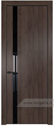 Дверь со стеклом ProfilDoors 18NA Lacobel Черный лак с профилем Черный матовый RAL9005 (Дуб Тобакко)