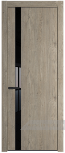 Дверь со стеклом ProfilDoors 18NA Lacobel Черный лак с профилем Черный матовый RAL9005 (Каштан темный)