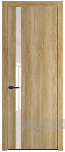 Дверь со стеклом ProfilDoors 18NA Lacobel Перламутровый лак с профилем Черный матовый RAL9005 (Дуб Карамель)
