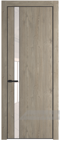 Дверь со стеклом ProfilDoors 18NA Lacobel Перламутровый лак с профилем Черный матовый RAL9005 (Каштан темный)