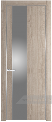 Дверь со стеклом ProfilDoors 19NA Lacobel Серебряный лак с профилем Серебро (Дуб Сонома)