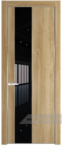 Дверь со стеклом ProfilDoors 19NA Lacobel Черный лак с профилем Серебро (Дуб Карамель)