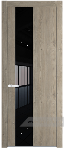 Дверь со стеклом ProfilDoors 19NA Lacobel Черный лак с профилем Серебро (Каштан темный)