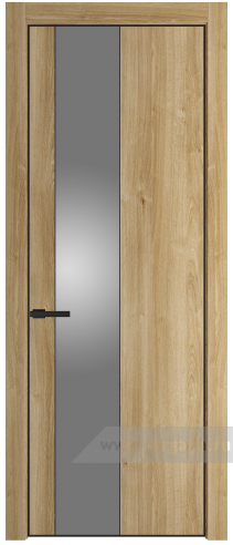 Дверь со стеклом ProfilDoors 19NA Lacobel Серебряный лак с профилем Черный матовый RAL9005 (Дуб Карамель)