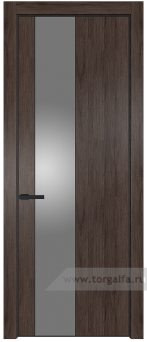 Дверь со стеклом ProfilDoors 19NA Lacobel Серебряный лак с профилем Черный матовый RAL9005 (Дуб Тобакко)