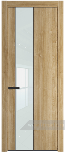 Дверь со стеклом ProfilDoors 19NA Lacobel Белый лак с профилем Черный матовый RAL9005 (Дуб Карамель)