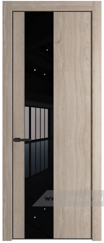 Дверь со стеклом ProfilDoors 19NA Lacobel Черный лак с профилем Черный матовый RAL9005 (Дуб Сонома)