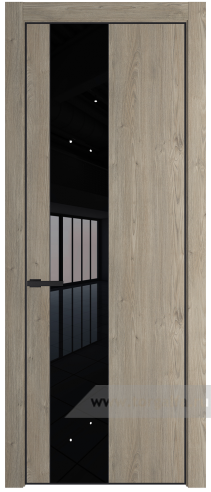 Дверь со стеклом ProfilDoors 19NA Lacobel Черный лак с профилем Черный матовый RAL9005 (Каштан темный)