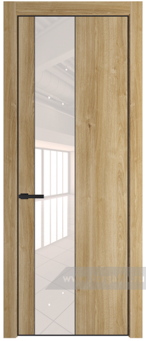 Дверь со стеклом ProfilDoors 19NA Lacobel Перламутровый лак с профилем Черный матовый RAL9005 (Дуб Карамель)