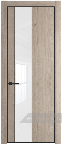 Дверь со стеклом ProfilDoors 19NA Лак классик с профилем Черный матовый RAL9005 (Дуб Сонома)