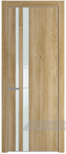 Дверь со стеклом ProfilDoors 20NA Lacobel Белый лак с профилем Серебро (Дуб Карамель)
