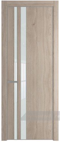 Дверь со стеклом ProfilDoors 20NA Lacobel Белый лак с профилем Серебро (Дуб Сонома)